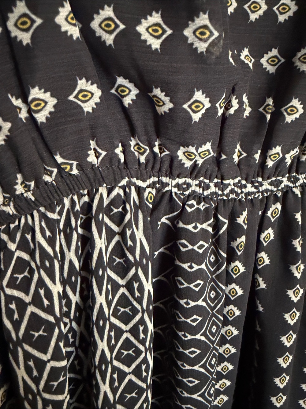 See and Be Seen Boho Mixed Geometric Print Sheer Sleeve Maxi Dress Size M - Picture 6 of 10